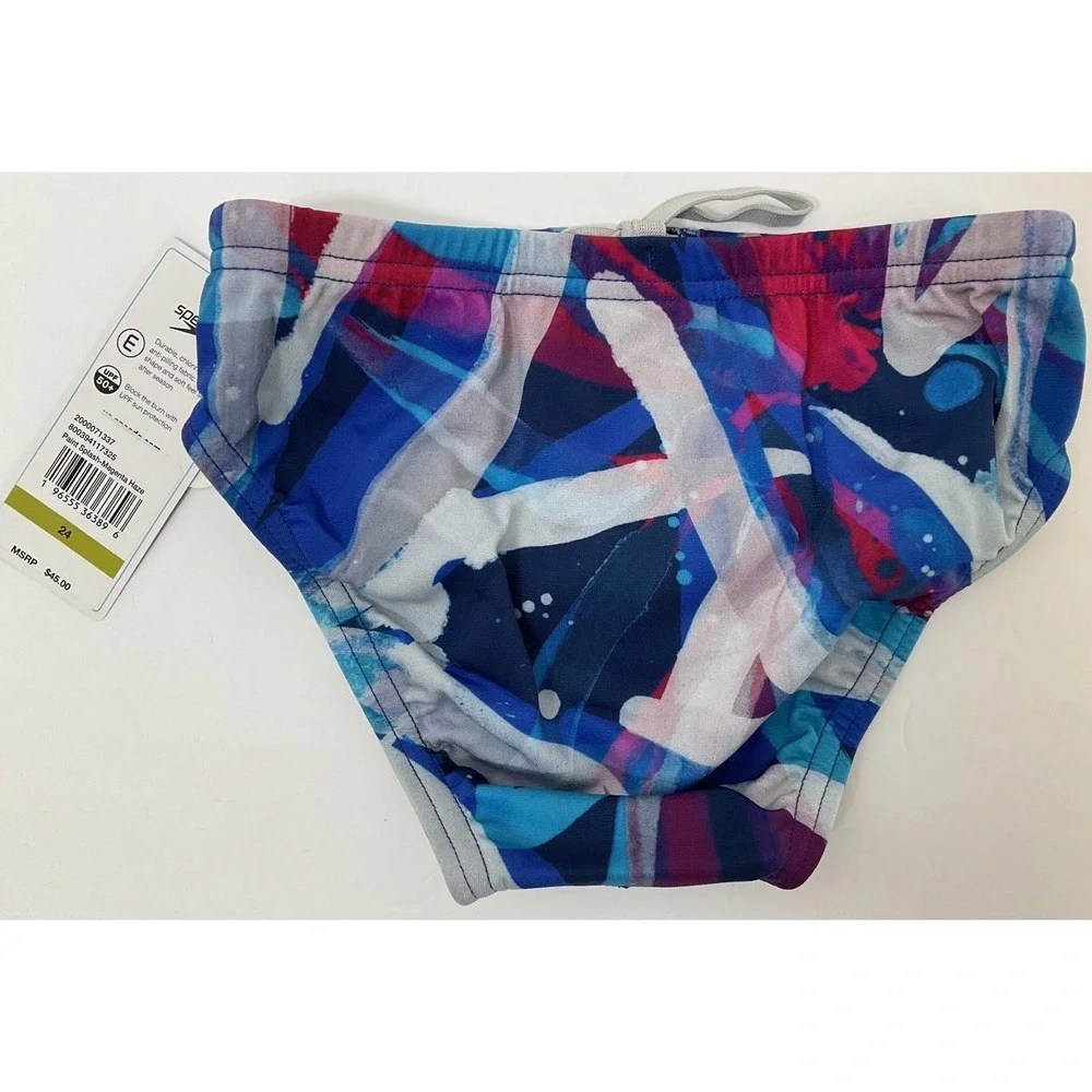 NWT Men's Speedo Vibe Collection Eco Endurance Brief Swim Trunks Paint Splash 24